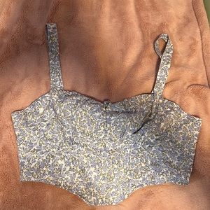 Garage blue and green floral corset top